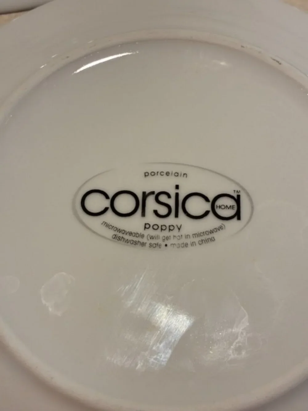 Set of 3 Corsica White Porcelain Orange Poppy 7.5